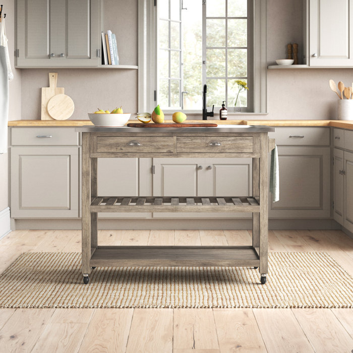 Birch Lane™ Leesburg Kitchen Cart with Stainless Steel Top & Reviews